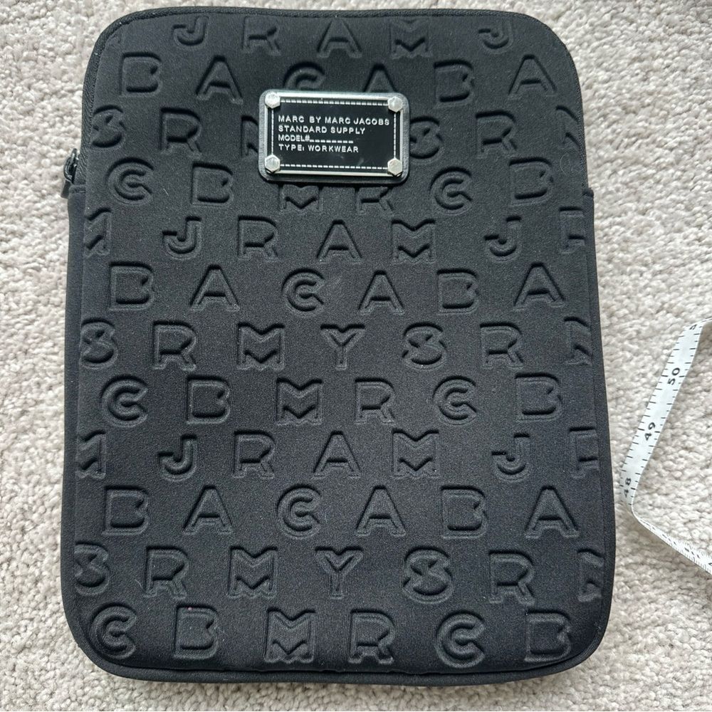 Marc by Marc Jacobs Monogram Tablet ipad Black Sleeve/Case 10.5" X 8" plush